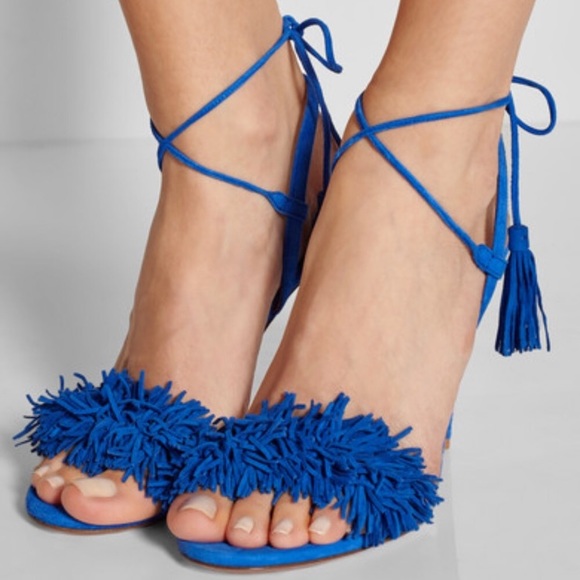 Aquazzura Shoes New Aquazzura Wild Thing Blue Fringe Heels Poshmark